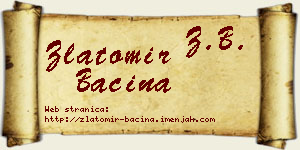 Zlatomir Baćina vizit kartica